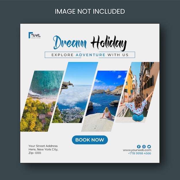 Travel agency social media post template banner PSD