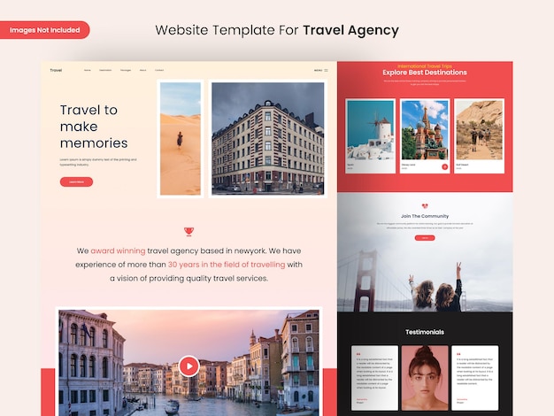 PSD travel agency website page design template