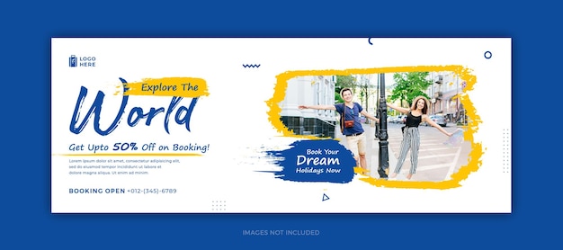 PSD travel agency world tour facebook cover and social media web banner template