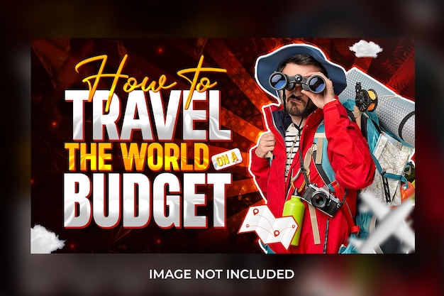 Дизайн миниатюр туристического агентства на youtube и шаблон веб-баннера