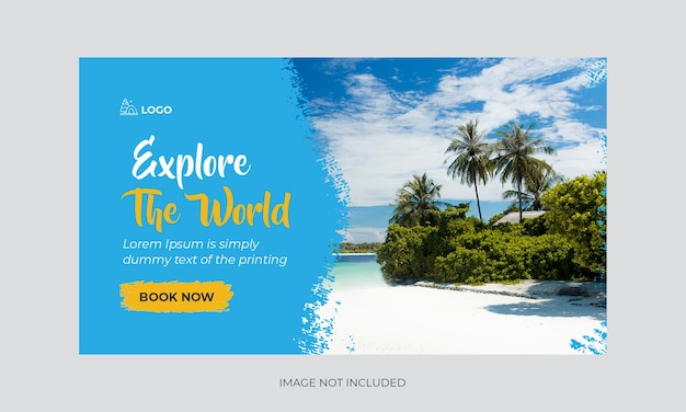 PSD travel agency youtube thumbnail design and web banner tourism marketing service video thumbnail