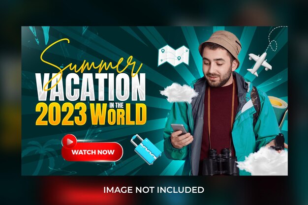 Travel agency youtube thumbnail and web banner template