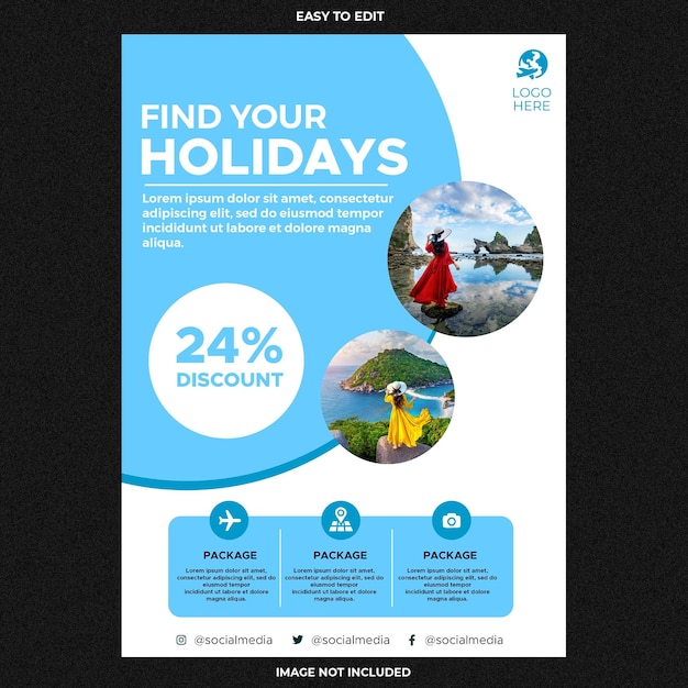 Travel agent and tourism square banner or social media post template