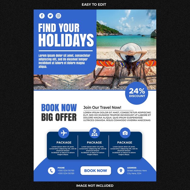 PSD travel agent and tourism square banner or social media post template