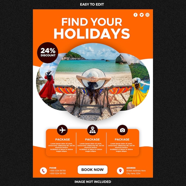 Travel agent and tourism square banner or social media post template