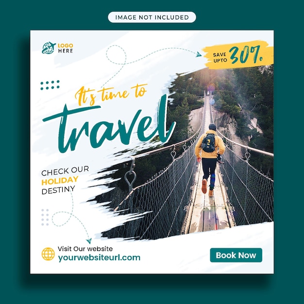 旅行と観光のソーシャル メディアの投稿またはバナー デザイン プレミアム psd テンプレート