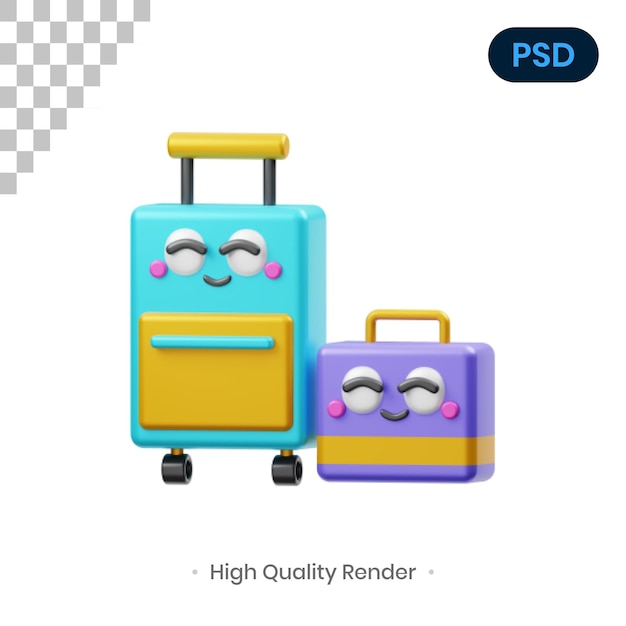 Illustrazione di rendering 3d della borsa da viaggio psd premium