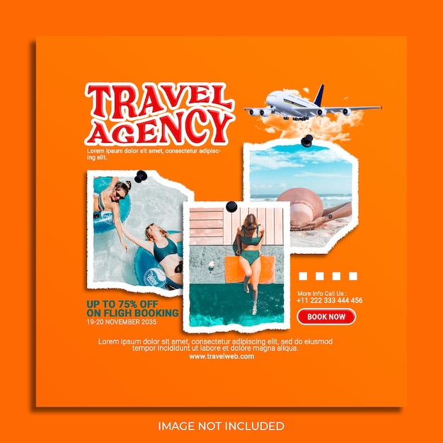 Modello di post instagram banner di viaggio