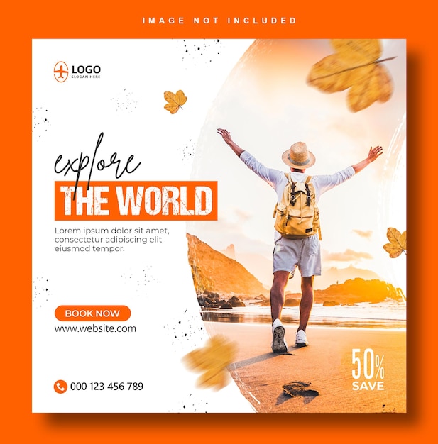 Travel banner social media flyer design template