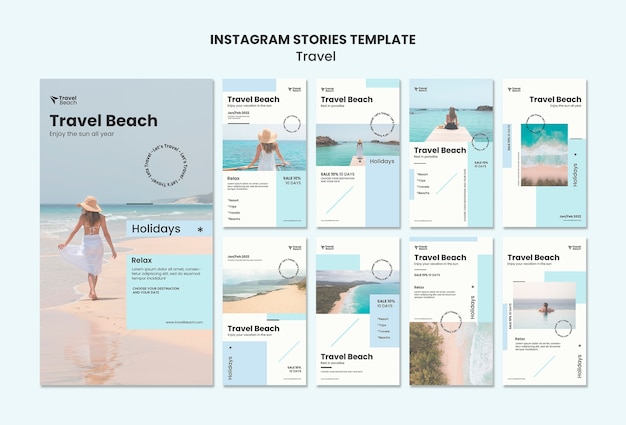 PSD travel beach instagram stories template