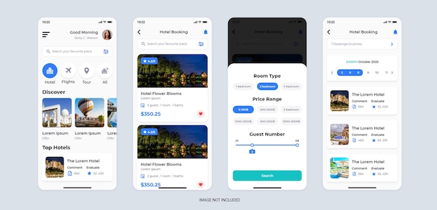 PSD travel booking app mobile ui kit