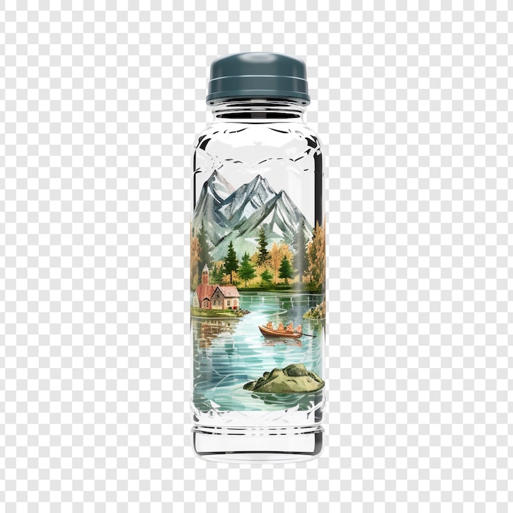 PSD travel bottle isolated on transparent background