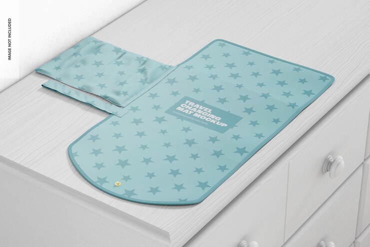 PSD travel changing mat mockup, right view