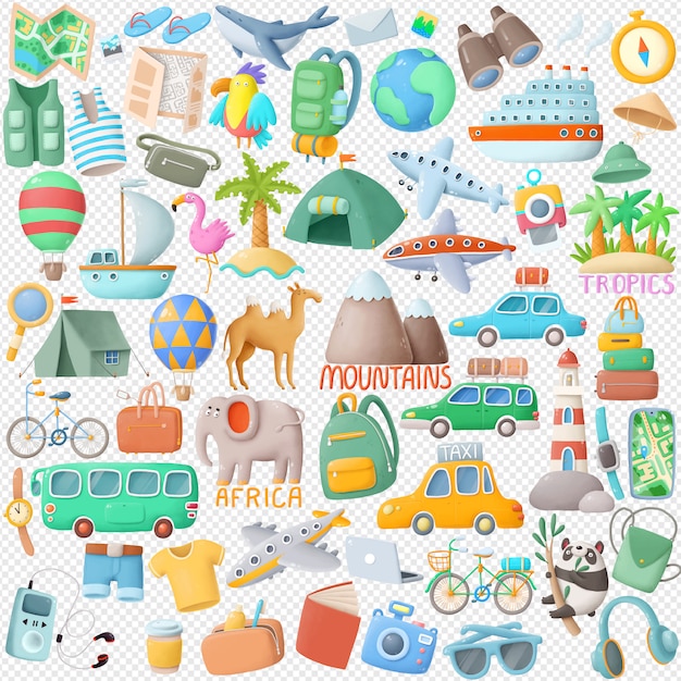 Raccolta di clipart di viaggio