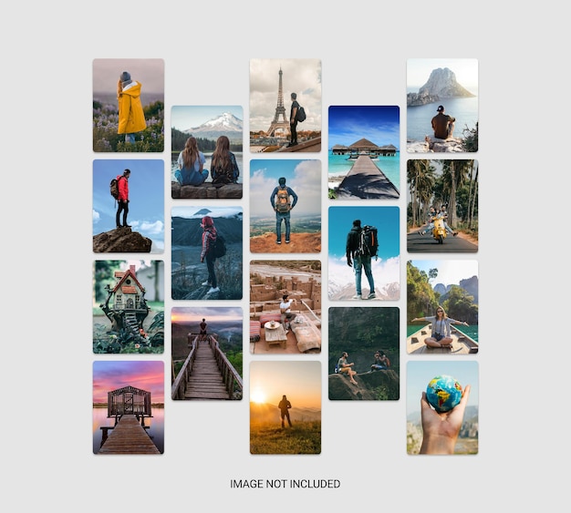 travel collage grid and photo collage effect mockup