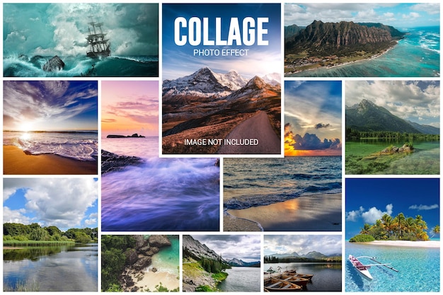 Travel Collage photo frame grid template
