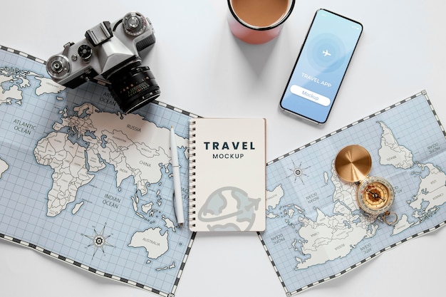 PSD travel concept with phone mockup