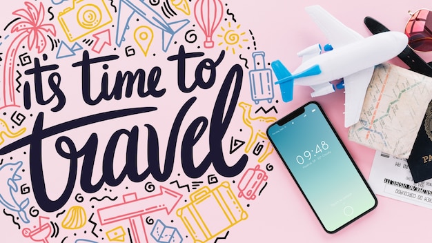 PSD travel concept with smartphone