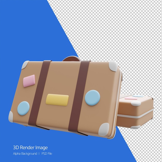 PSD travel concept3d rendering illustration of luggage