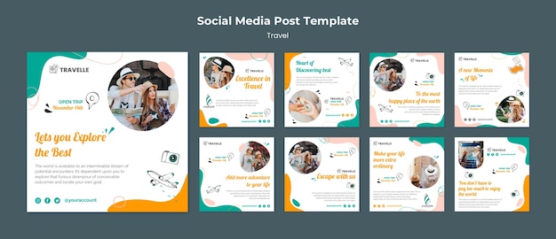 travel design template of instagram posts