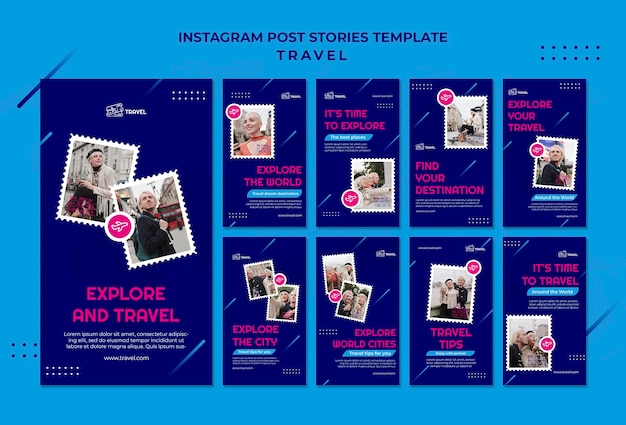 Modello di progettazione di viaggio di storie di instagram