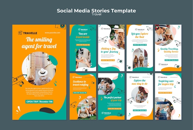 travel design template of instagram stories