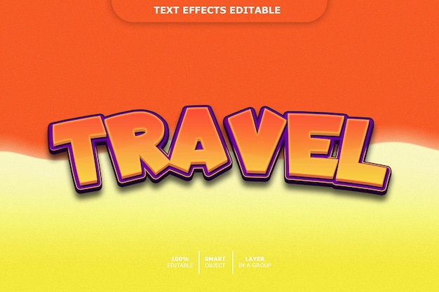 PSD travel editable text effect