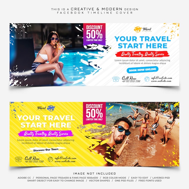 PSD travel facebook cover banners