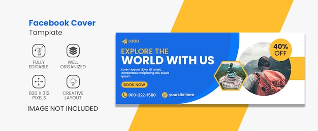 Travel Facebook Cover Template Explore The World with 40 OFF