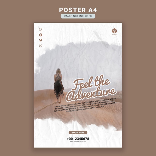 Travel feel the adventure desert poster template