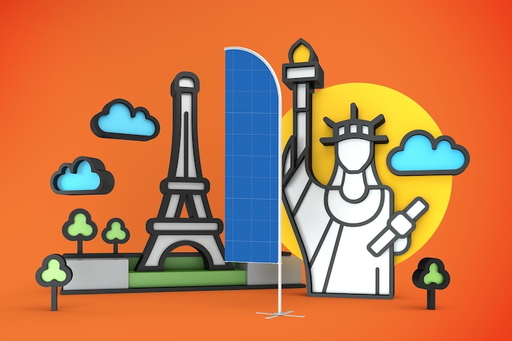 PSD travel flag mockup