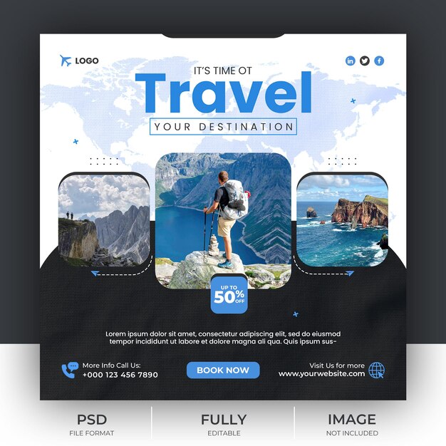 A travel flyer that says it's time of travel
