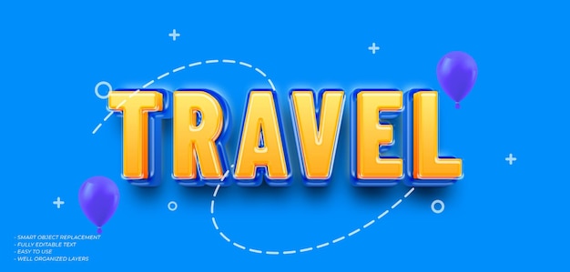 Travel glossy text editable 3D style text effect