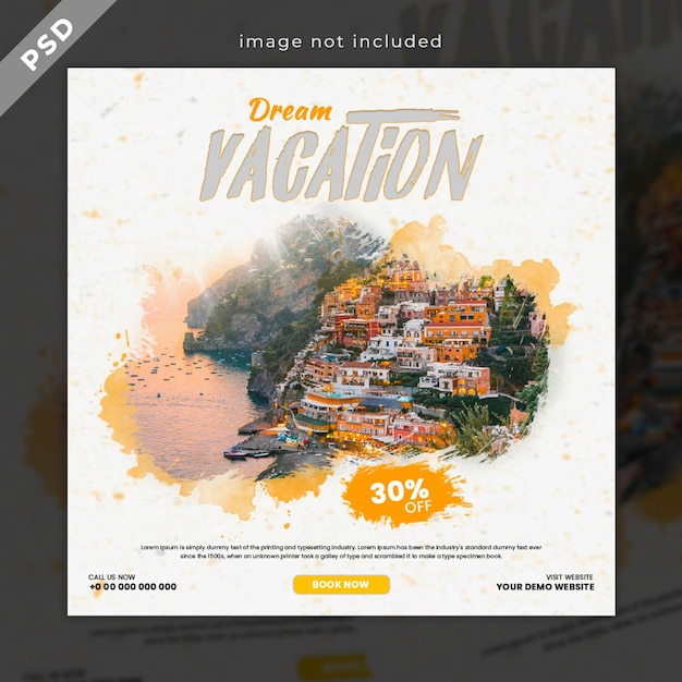 Travel holiday explore world instagram post or social media post template