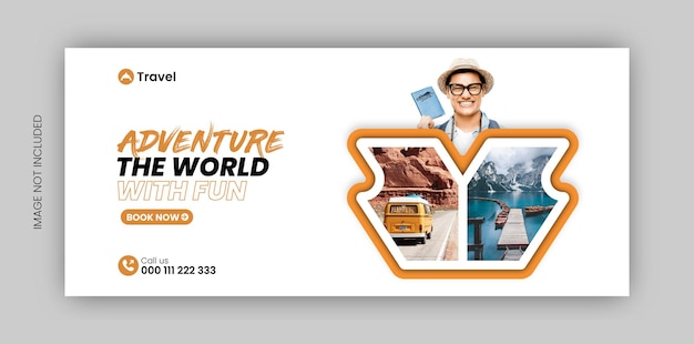 travel holiday facebook cover design or web banner design template