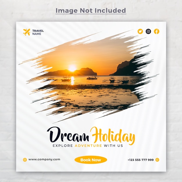 Vacanza di viaggio per modello di banner post instagram social media