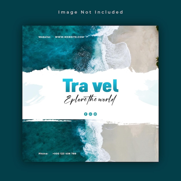 PSD travel holiday vacation instagram post or social media banner template design