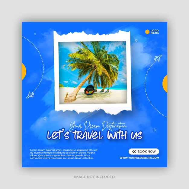 PSD travel holiday vacation instagram post or social media banner template