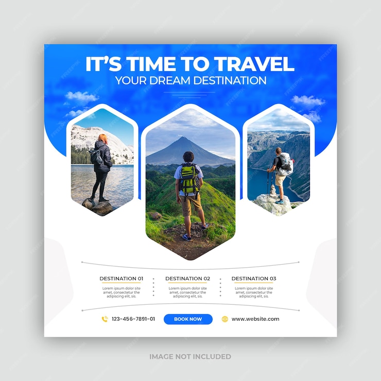  Travel holiday vacation instagram post or social media banner template