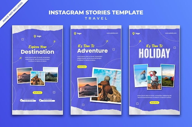 PSD modello di storie di instagram per le vacanze di viaggio