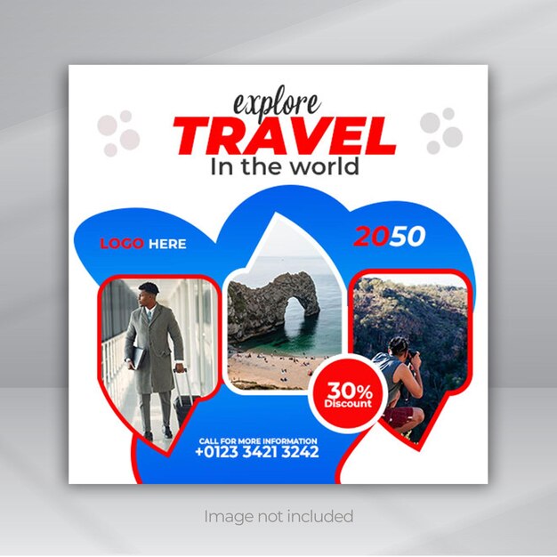 Travel holiday vacation social media banner template