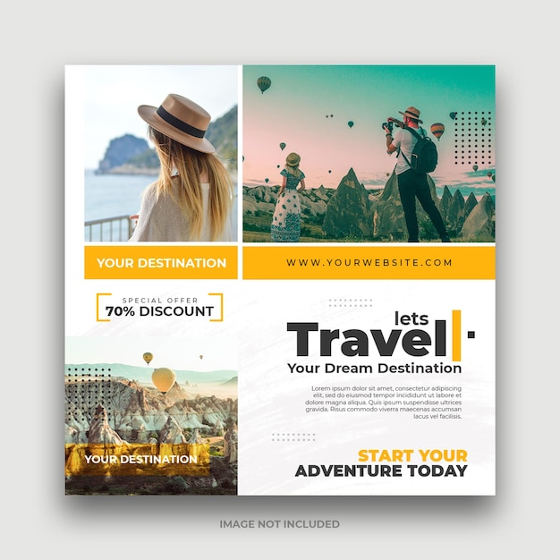 Travel holiday vacation social media post template