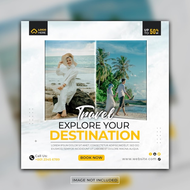 PSD travel holiday vacation social media post or web banner template