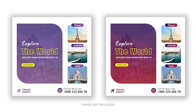 PSD travel holiday vacation social media web banner instagram post