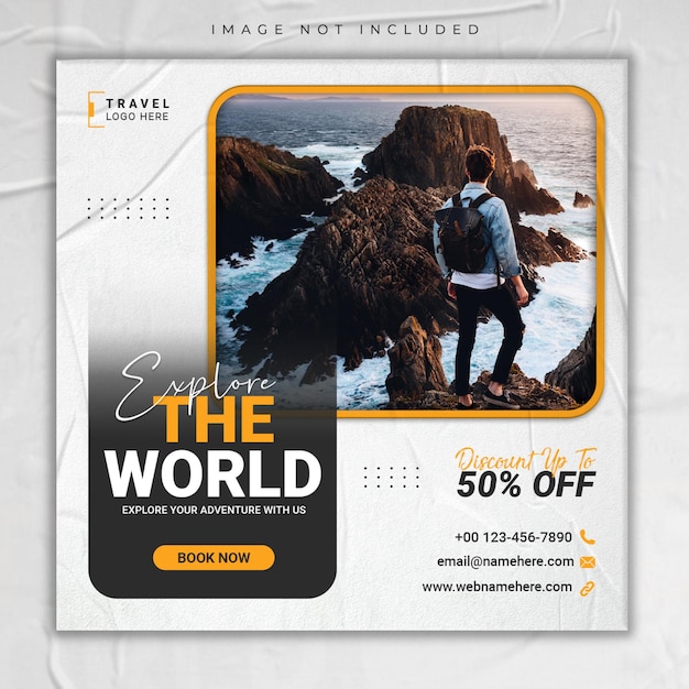 Travel holiday vacation tour social media post or instagram web banner template