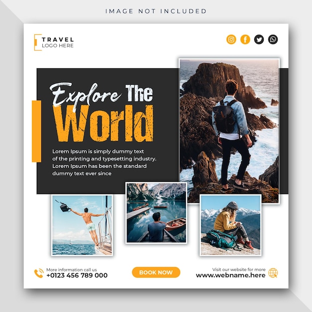 旅行休暇休暇ツアーソーシャルメディア投稿またはinstagramのwebバナーテンプレート
