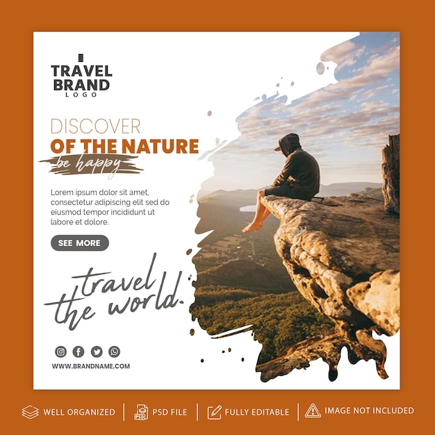 PSD travel instagram post or cover template