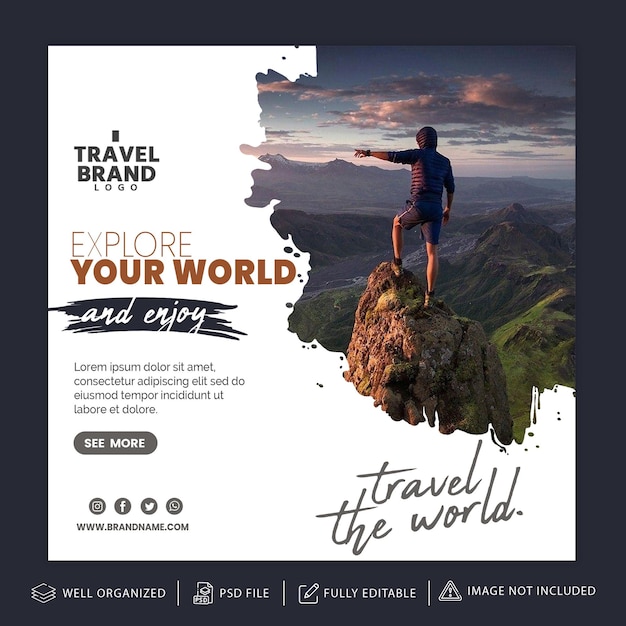 PSD travel instagram post or cover template