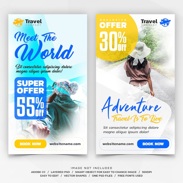 Travel instagram stories template banners