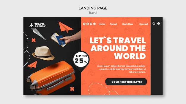 PSD travel landing page design template